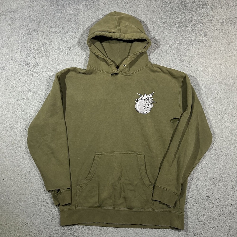 Y2k The Hundreds Adam Bomb Hoodie Mens Large Green Pullover Sweatshirt #2796